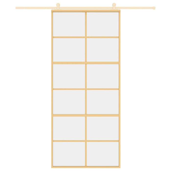 Porta Scorrevole Dorata 90x205 Vetro Trasparente ESG Alluminio 155167