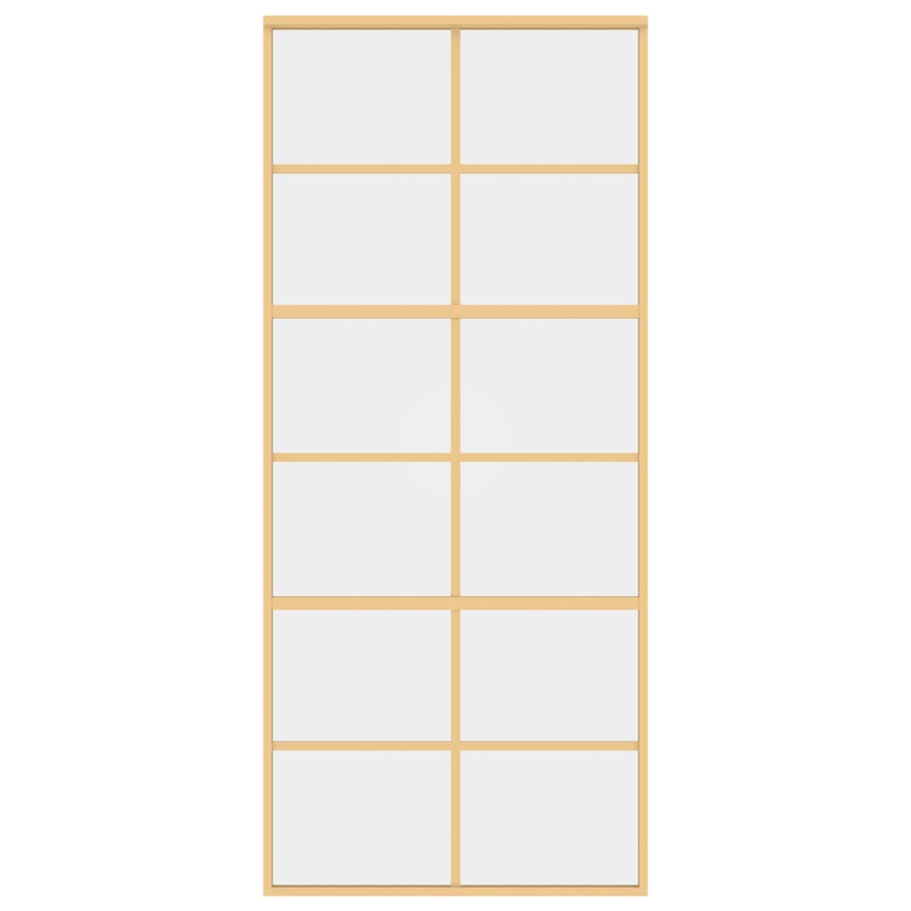 Porta Scorrevole Dorata 90x205 Vetro Trasparente ESG Alluminio