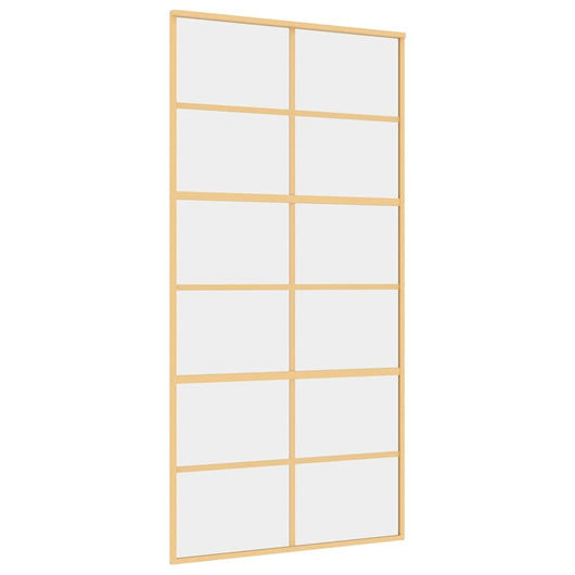 Porta Scorrevole Oro 102,5x205 Vetro Trasparente ESG Alluminio 155168