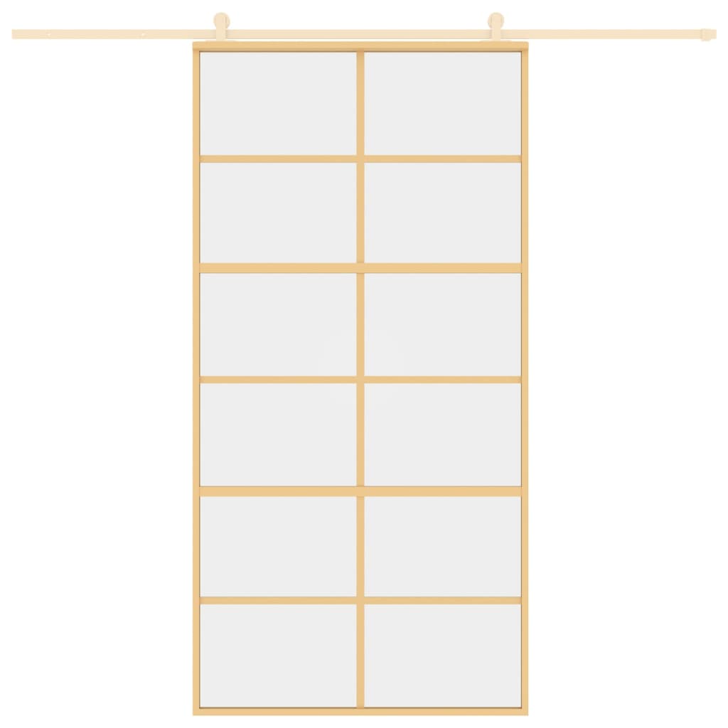 Porta Scorrevole Oro 102,5x205 Vetro Trasparente ESG Alluminio 155168