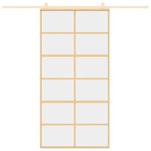 Porta Scorrevole Oro 102,5x205 Vetro Trasparente ESG Alluminio 155168