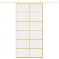 Porta Scorrevole Oro 102,5x205 Vetro Trasparente ESG Alluminiocod mxl 107691