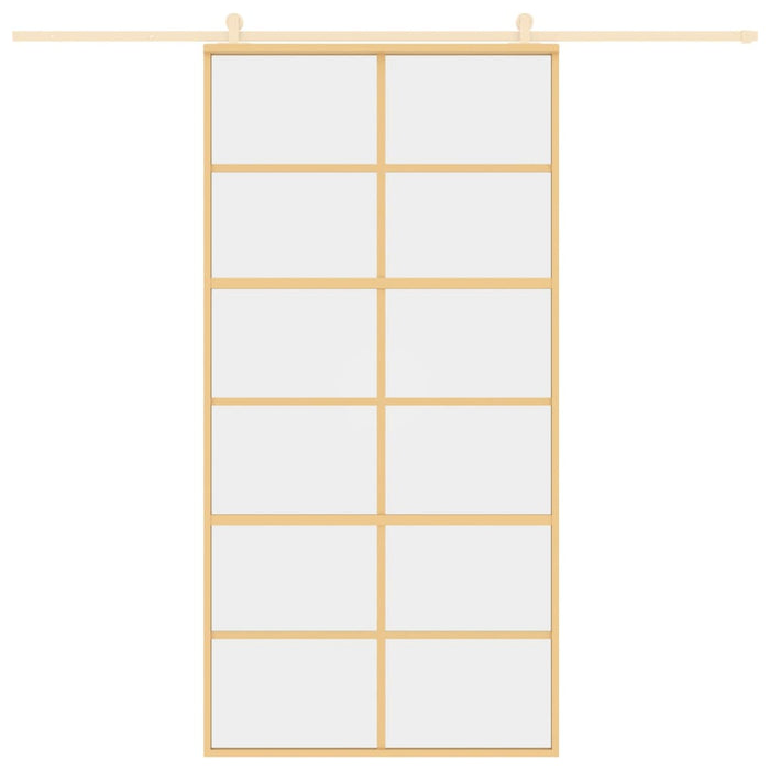 Porta Scorrevole Oro 102,5x205 Vetro Trasparente ESG Alluminiocod mxl 107691