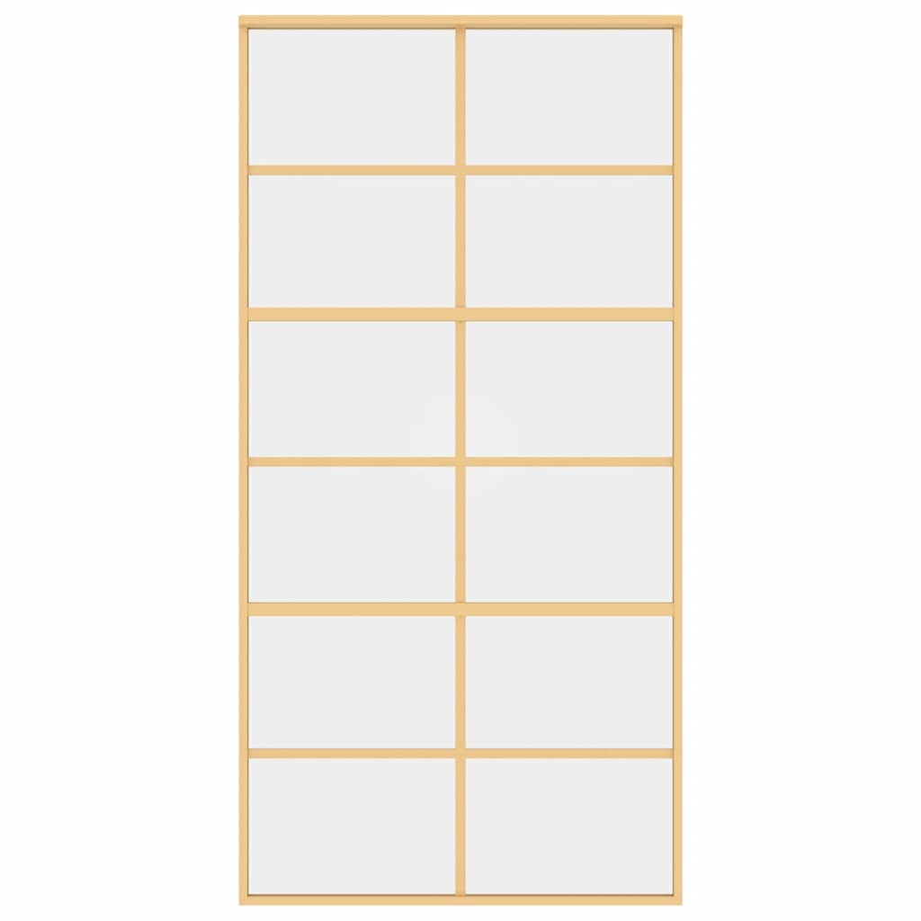 Porta Scorrevole Oro 102,5x205 Vetro Trasparente ESG Alluminio 155168