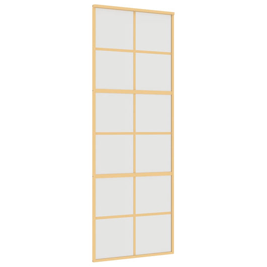 Porta Scorrevole Dorata 76x205 Vetro Smerigliato ESG Alluminio 155169