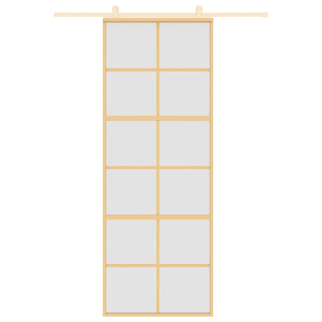 Porta Scorrevole Dorata 76x205 Vetro Smerigliato ESG Alluminio 155169