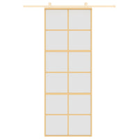 Porta Scorrevole Dorata 76x205 Vetro Smerigliato ESG Alluminio 155169