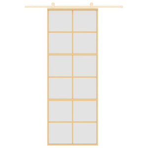 Porta Scorrevole Dorata 76x205 Vetro Smerigliato ESG Alluminio 155169