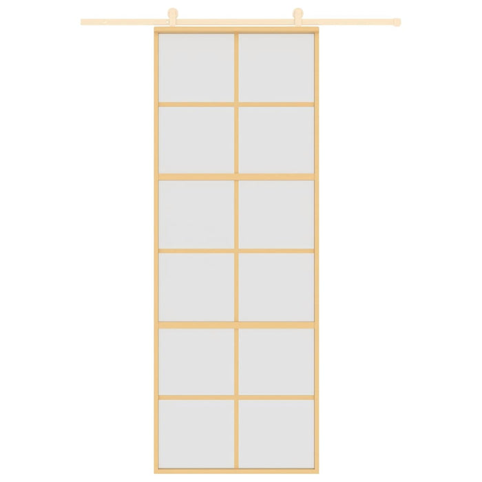 Porta Scorrevole Dorata 76x205 Vetro Smerigliato ESG Alluminio 155169