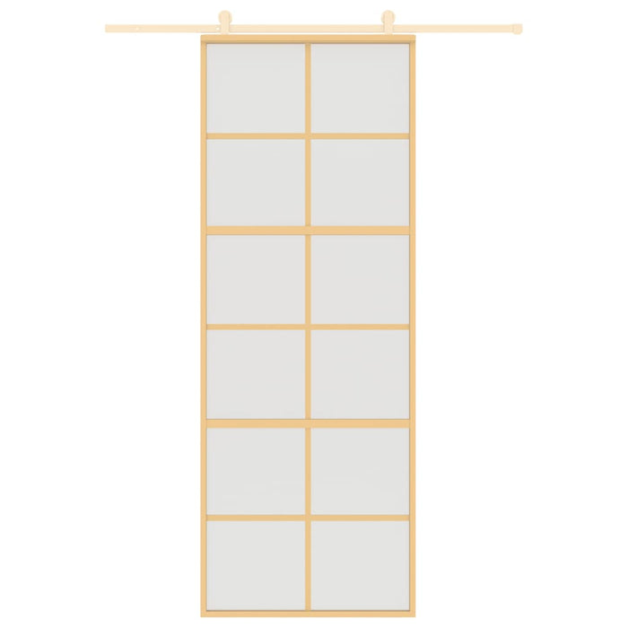 Porta Scorrevole Dorata 76x205 Vetro Smerigliato ESG Alluminiocod mxl 83753