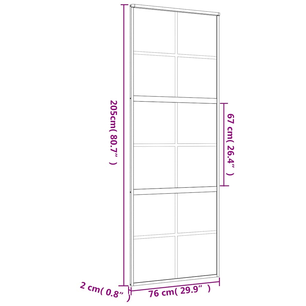 Porta Scorrevole Dorata 76x205 Vetro Smerigliato ESG Alluminio 155169