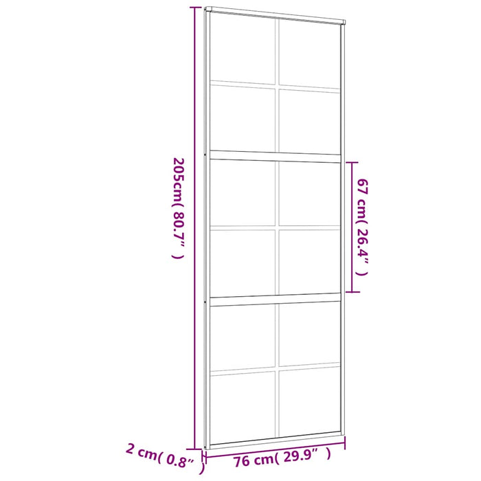 Porta Scorrevole Dorata 76x205 Vetro Smerigliato ESG Alluminio 155169