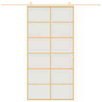 Porta Scorrevole Oro 102,5x205 Vetro Smerigliato ESG Alluminio