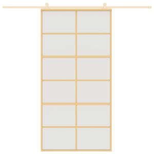 Porta Scorrevole Oro 102,5x205 Vetro Smerigliato ESG Alluminio