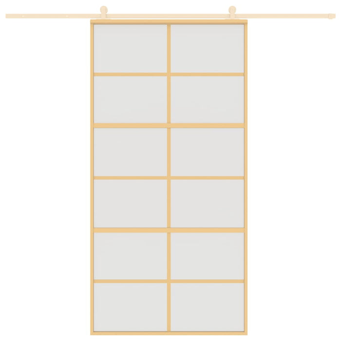 Porta Scorrevole Oro 102,5x205 Vetro Smerigliato ESG Alluminio