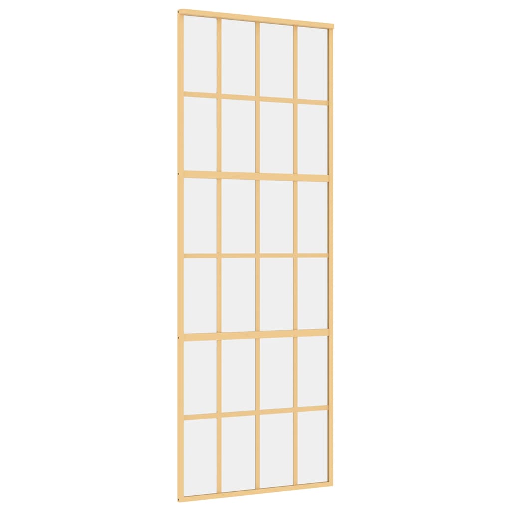 Porta Scorrevole Dorata 76x205 Vetro Trasparente ESG Alluminio 155172