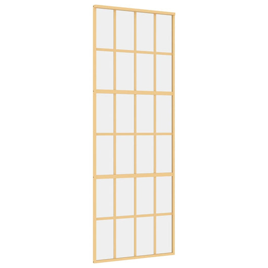 Porta Scorrevole Dorata 76x205 Vetro Trasparente ESG Alluminio 155172