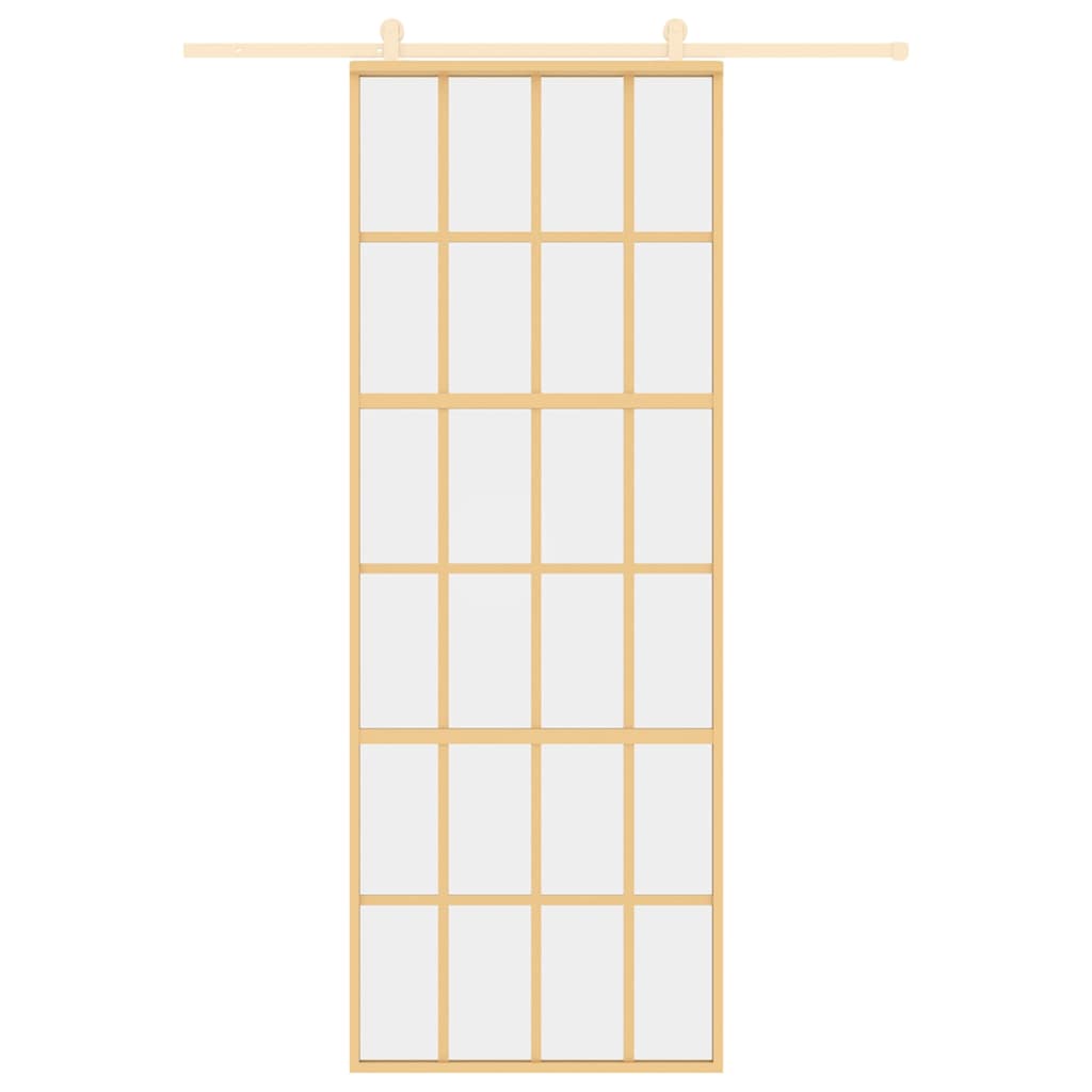 Porta Scorrevole Dorata 76x205 Vetro Trasparente ESG Alluminio 155172