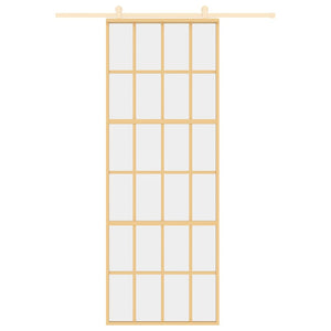 Porta Scorrevole Dorata 76x205 Vetro Trasparente ESG Alluminio 155172
