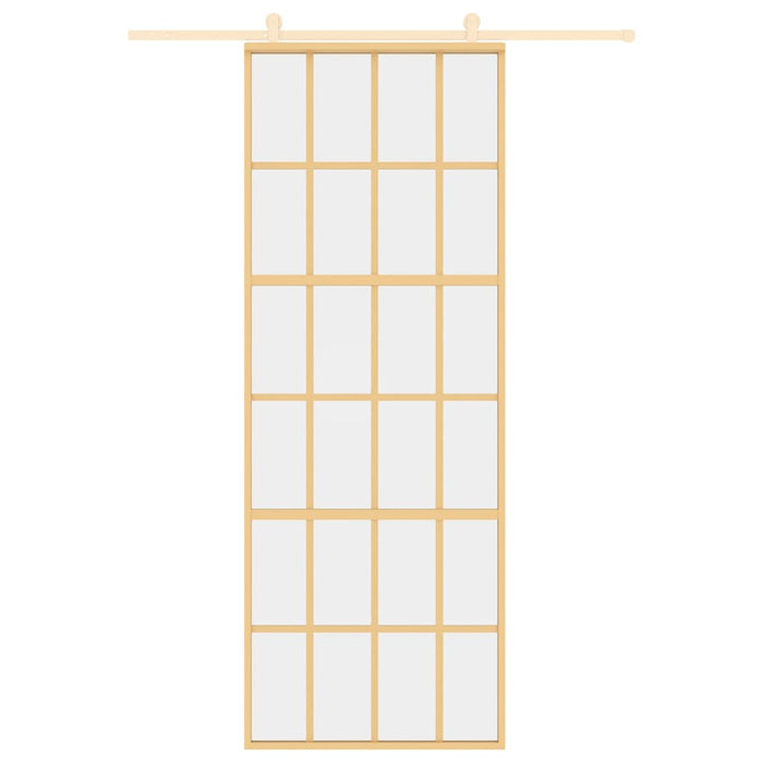 Porta Scorrevole Dorata 76x205 Vetro Trasparente ESG Alluminio 155172