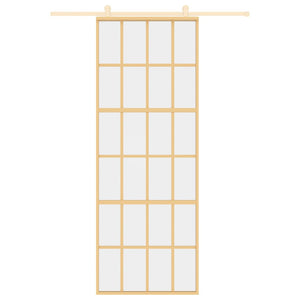 Porta Scorrevole Dorata 76x205 Vetro Trasparente ESG Alluminiocod mxl 131670