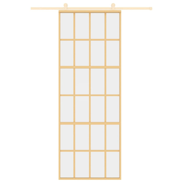 Porta Scorrevole Dorata 76x205 Vetro Trasparente ESG Alluminiocod mxl 131670