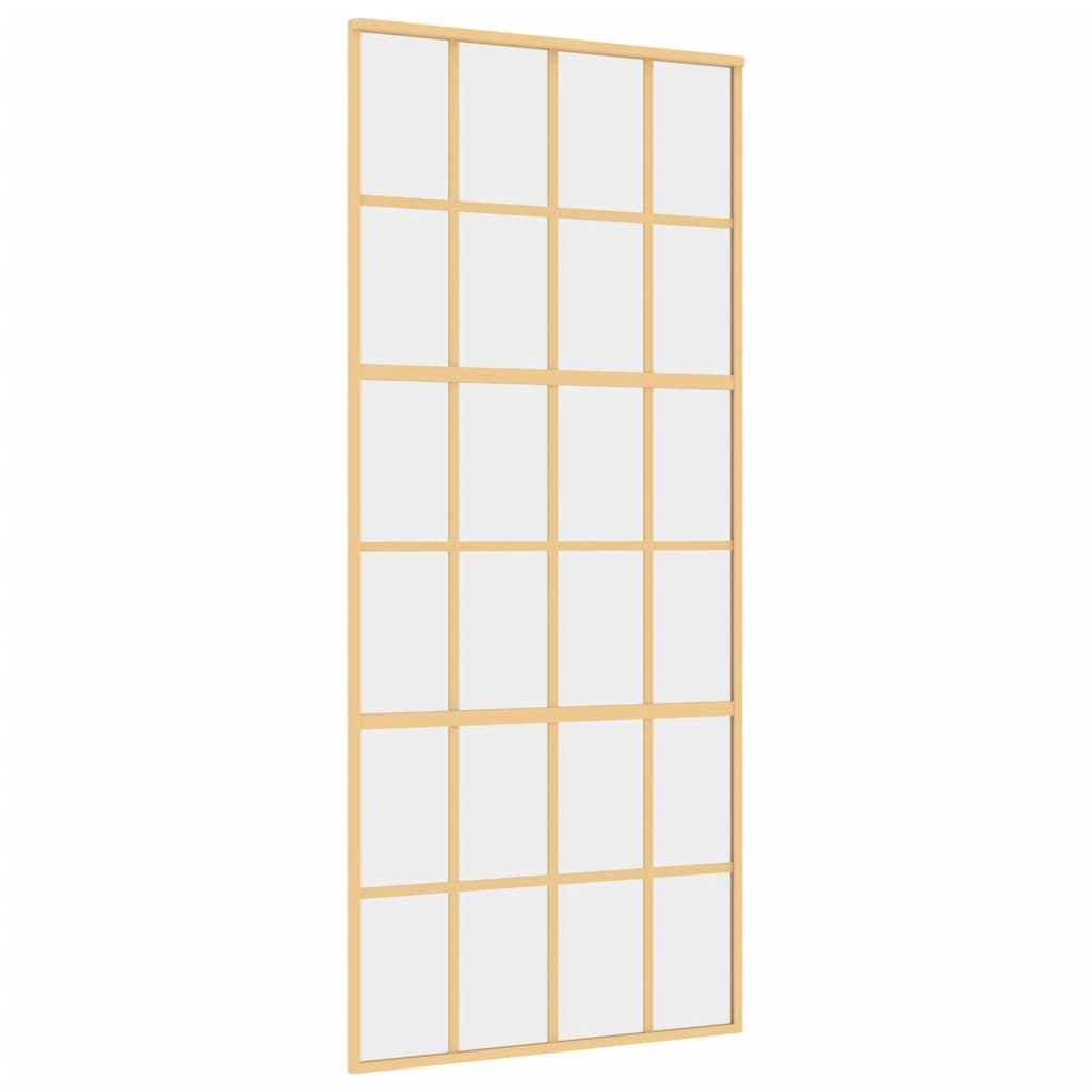 Porta Scorrevole Dorata 90x205 Vetro Trasparente ESG Alluminio