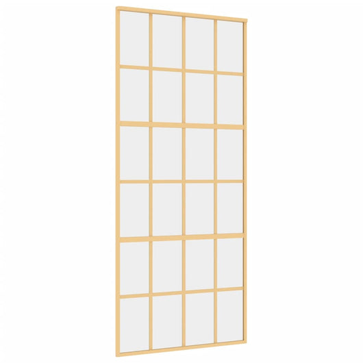 Porta Scorrevole Dorata 90x205 Vetro Trasparente ESG Alluminio