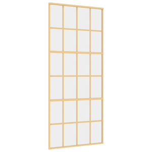 Porta Scorrevole Dorata 90x205 Vetro Trasparente ESG Alluminio 155173