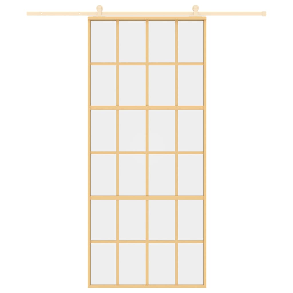 Porta Scorrevole Dorata 90x205 Vetro Trasparente ESG Alluminio 155173