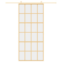 Porta Scorrevole Dorata 90x205 Vetro Trasparente ESG Alluminio 155173