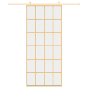 Porta Scorrevole Dorata 90x205 Vetro Trasparente ESG Alluminio 155173