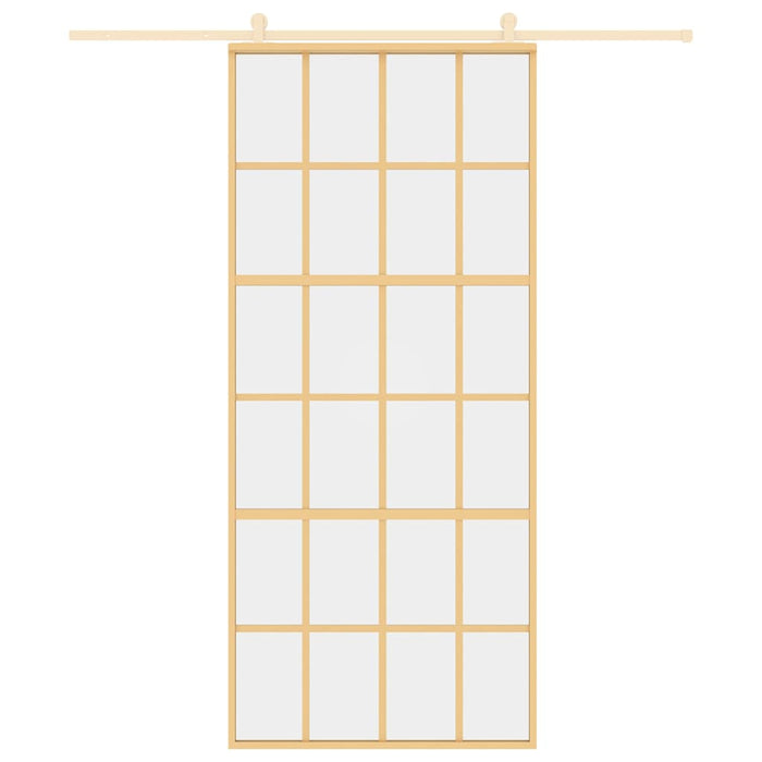 Porta Scorrevole Dorata 90x205 Vetro Trasparente ESG Alluminio 155173
