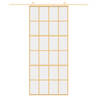 Porta Scorrevole Dorata 90x205 Vetro Trasparente ESG Alluminio