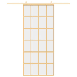 Porta Scorrevole Dorata 90x205 Vetro Trasparente ESG Alluminio