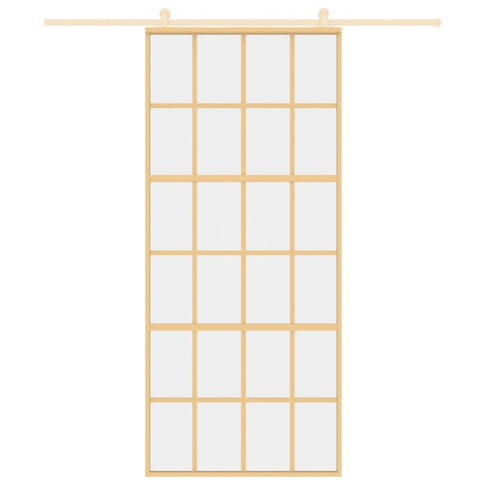 Porta Scorrevole Dorata 90x205 Vetro Trasparente ESG Alluminio