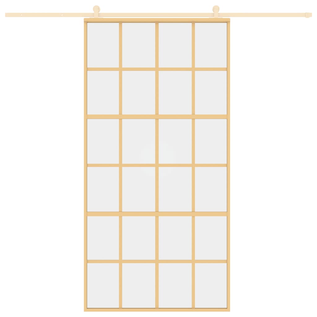 Porta Scorrevole Oro 102,5x205 Vetro Trasparente ESG Alluminio 155174