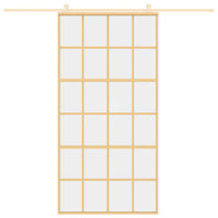 Porta Scorrevole Oro 102,5x205 Vetro Trasparente ESG Alluminio 155174