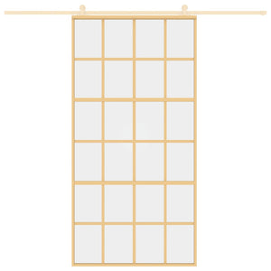 Porta Scorrevole Oro 102,5x205 Vetro Trasparente ESG Alluminio 155174