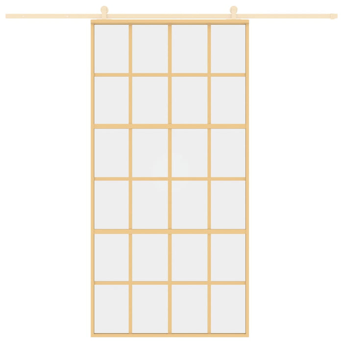 Porta Scorrevole Oro 102,5x205 Vetro Trasparente ESG Alluminio 155174