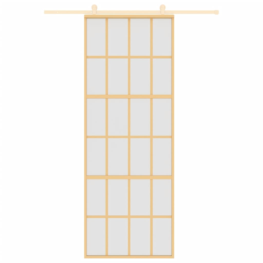 Porta Scorrevole Dorata 76x205 Vetro Smerigliato ESG Alluminiocod mxl 107692