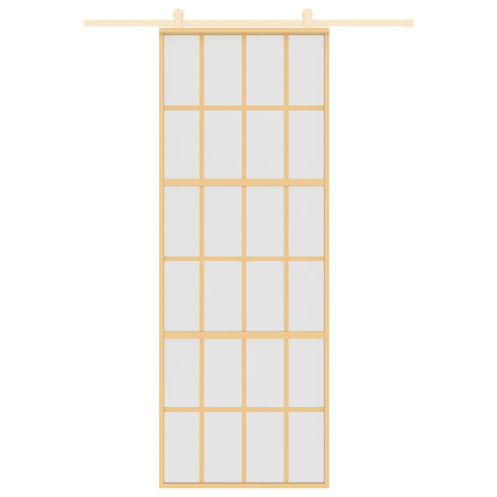 Porta Scorrevole Dorata 76x205 Vetro Smerigliato ESG Alluminio 155175