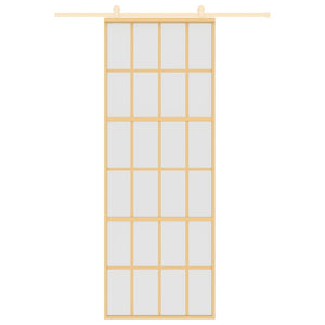 Porta Scorrevole Dorata 76x205 Vetro Smerigliato ESG Alluminio 155175