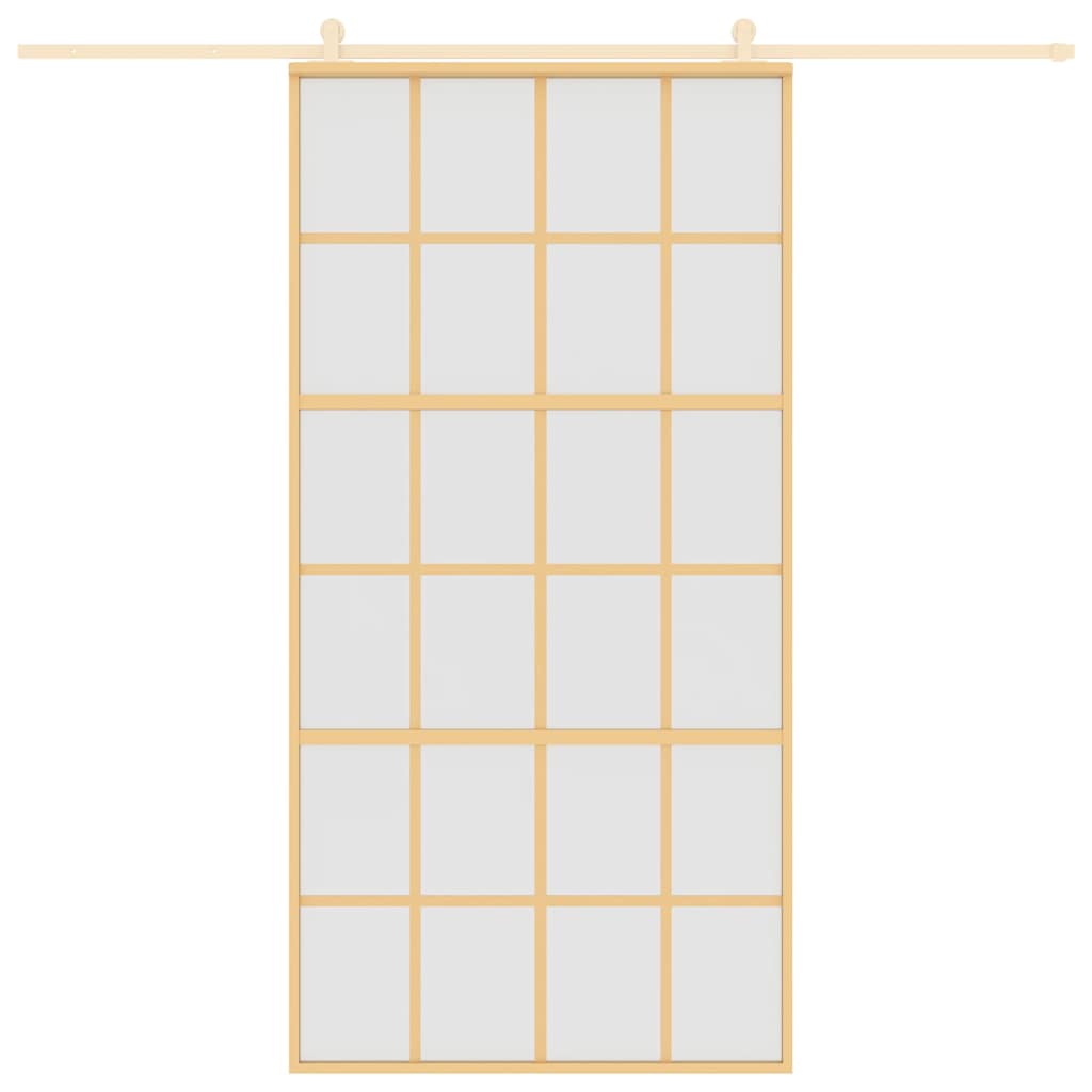 Porta Scorrevole Oro 102,5x205 Vetro Smerigliato ESG Alluminio 155177