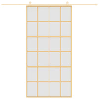 Porta Scorrevole Oro 102,5x205 Vetro Smerigliato ESG Alluminio 155177