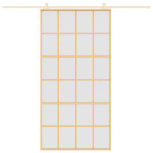 Porta Scorrevole Oro 102,5x205 Vetro Smerigliato ESG Alluminio 155177