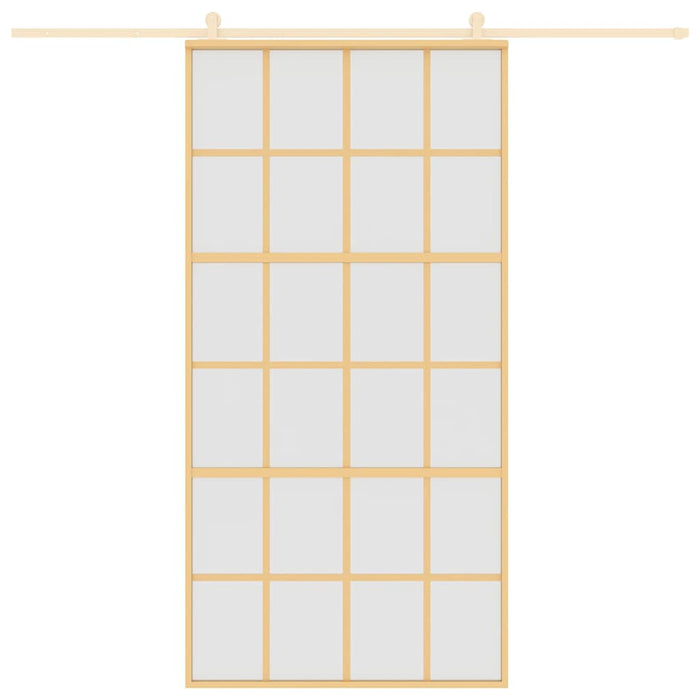 Porta Scorrevole Oro 102,5x205 Vetro Smerigliato ESG Alluminio 155177