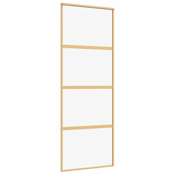Porta Scorrevole Dorata 76x205 Vetro Trasparente ESG Alluminio