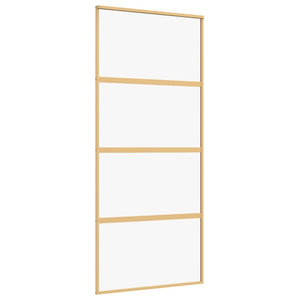 Porta Scorrevole Dorata 90x205 Vetro Trasparente ESG Alluminiocod mxl 131669
