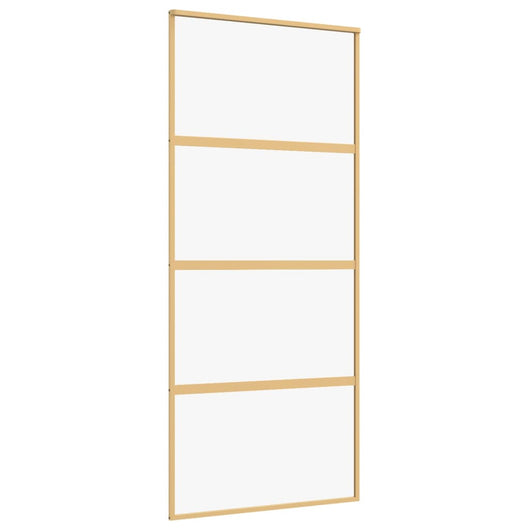Porta Scorrevole Dorata 90x205 Vetro Trasparente ESG Alluminiocod mxl 131669